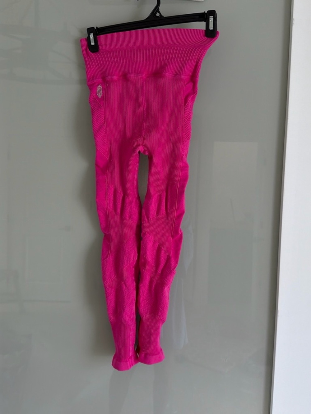 Bright Hot Pink Ribbed Leggings